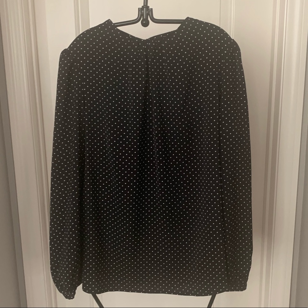 Who What Wear Black and White Polka Dots Blouse